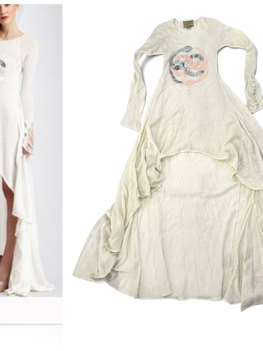 Wildfox Empress Lucy Fairy Sequin Festival Never Ending Story Off White Dress